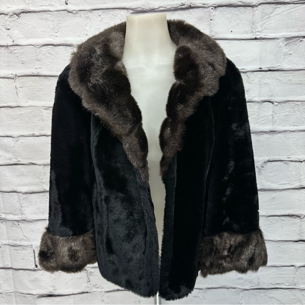 Regina Glenara by Glenoit VTG Black Brown Fur Cape Wrap USA Scalloped Co… - Picture 11 of 15